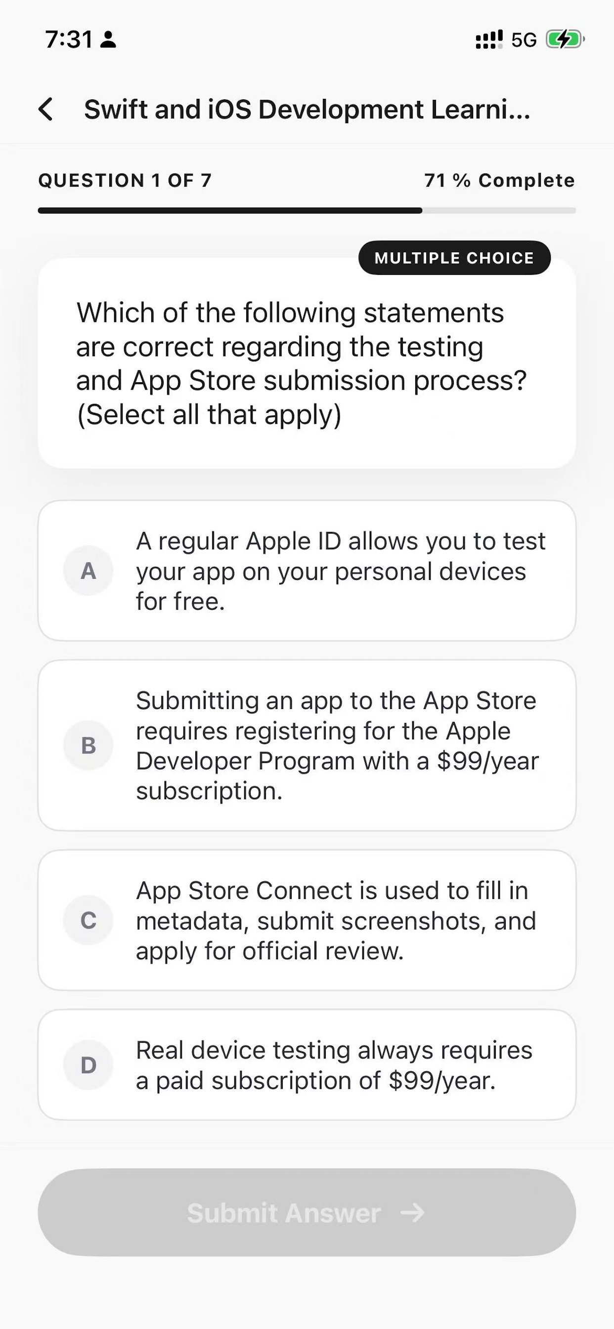 Answerix quiz question